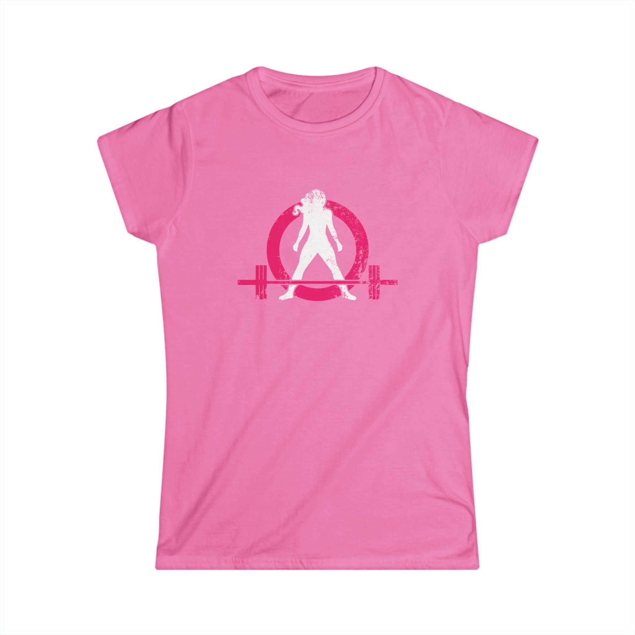 Women's Softstyle Tee - Distressed Inverted Color Logo Front - Plain Back