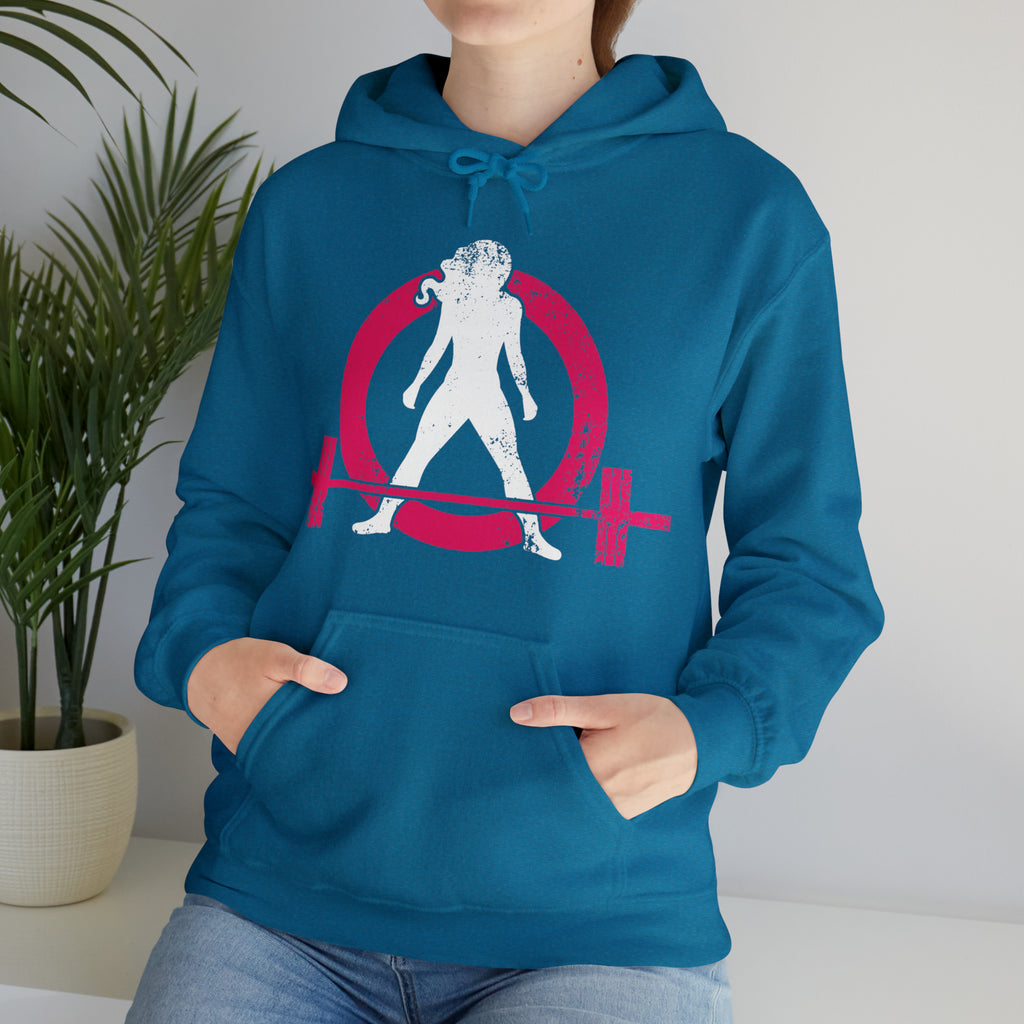 COFFEE and a Barbell - Unisex Heavy Blend Hooded Sweatshirt - Dark Logo