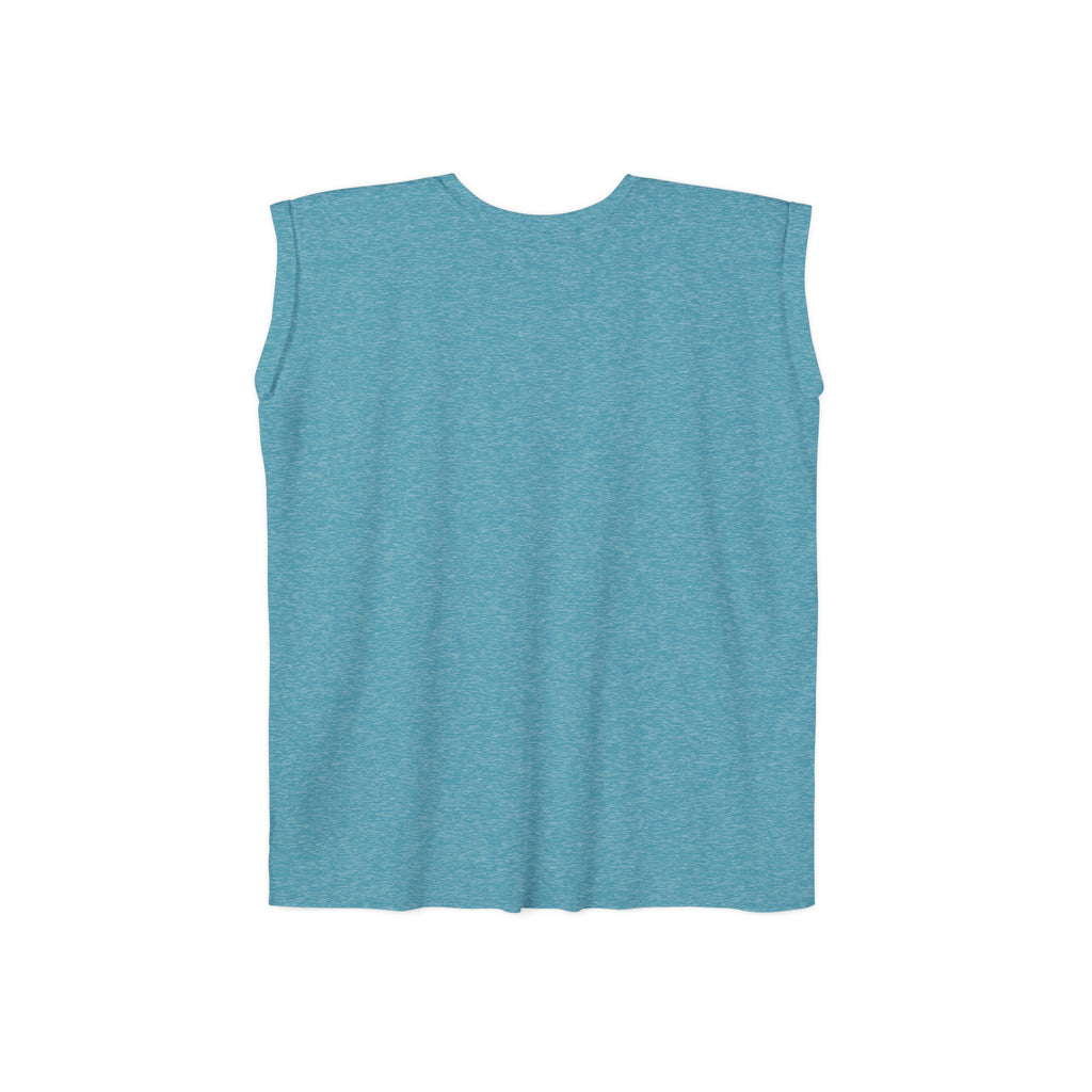 Women’s Flowy Rolled Cuffs Muscle Tee - Light Distressed Logo