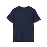 25 + 25 =70 - Unisex Softstyle T-Shirt - Black Print on Front Plain Back