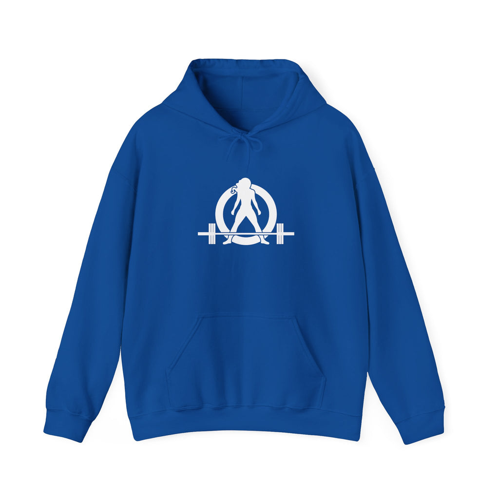 I Could Squat You - Classic Logo White - Unisex Heavy Blend Hooded Sweatshirt Print on Front & Back