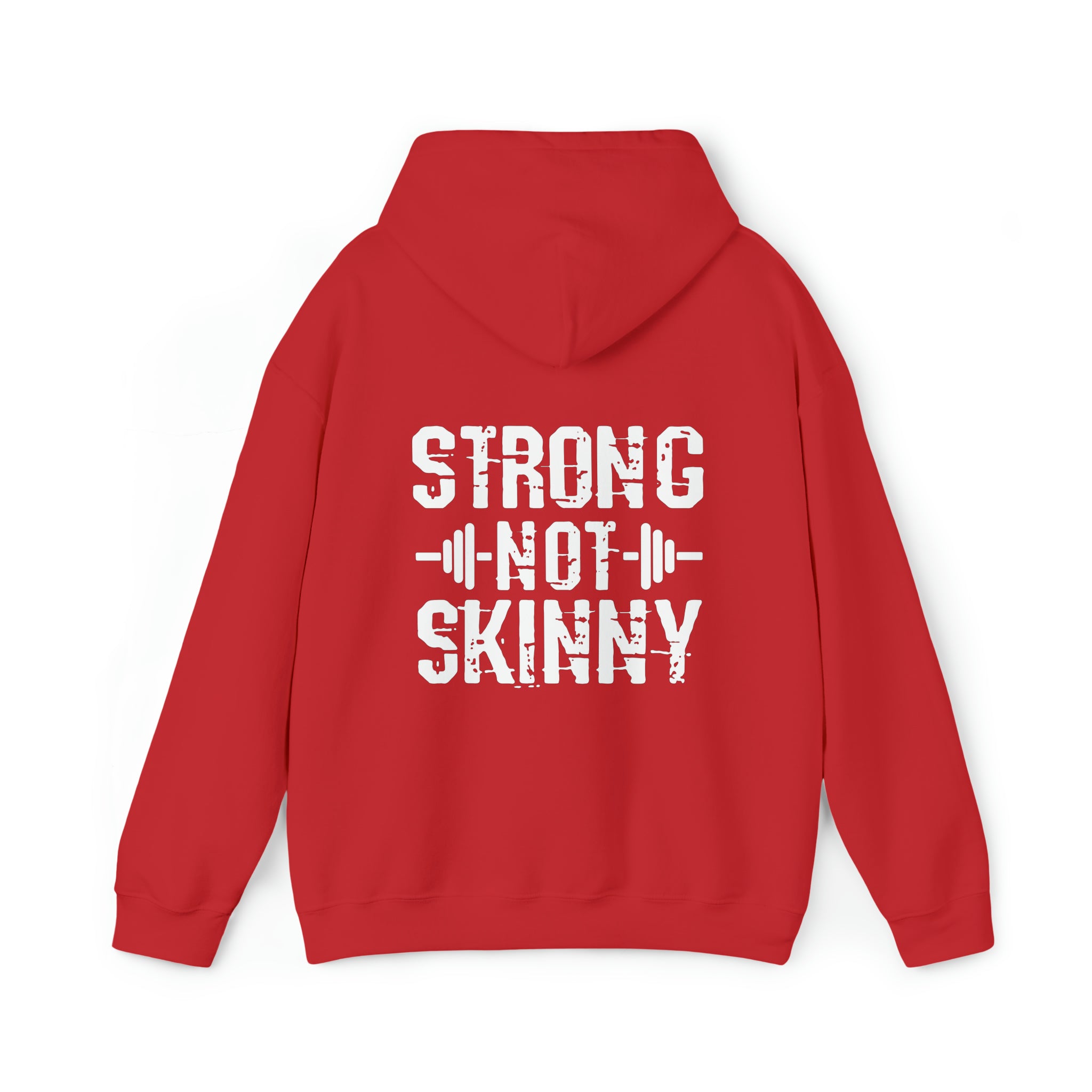 Strong Not Skinny - White Distressed Logo - Unisex Heavy Blend Hooded Sweatshirt