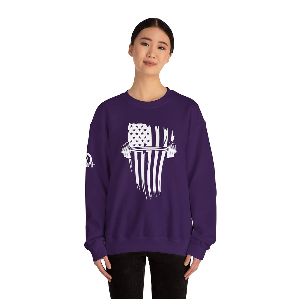 USA Barbell - Unisex Heavy Blend™ Crewneck Sweatshirt - White Logo