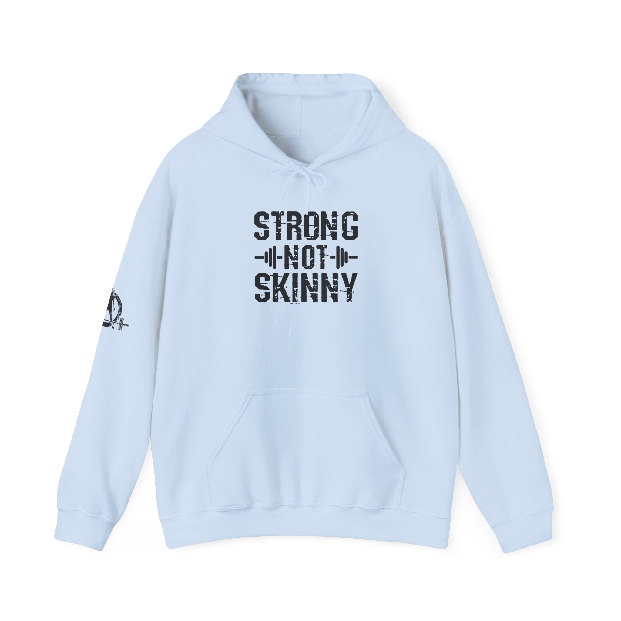 Strong Not Skinny - Unisex Heavy Blend Hooded Sweatshirt - Black Front & Arm Logo