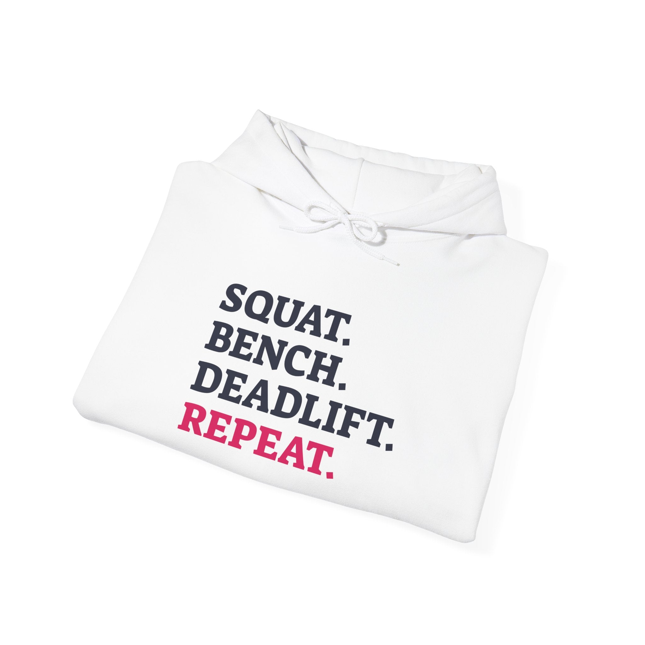 WWLW “Squat • Bench • Deadlift • Repeat” Hoodie - Front Logo Plain Black