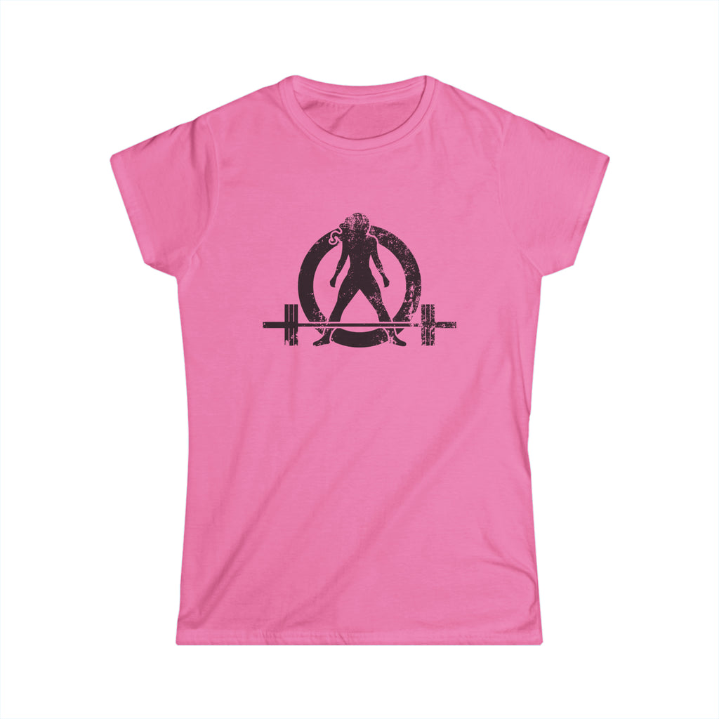 Women's Softstyle Tee - Distressed Black Logo - Plain Back