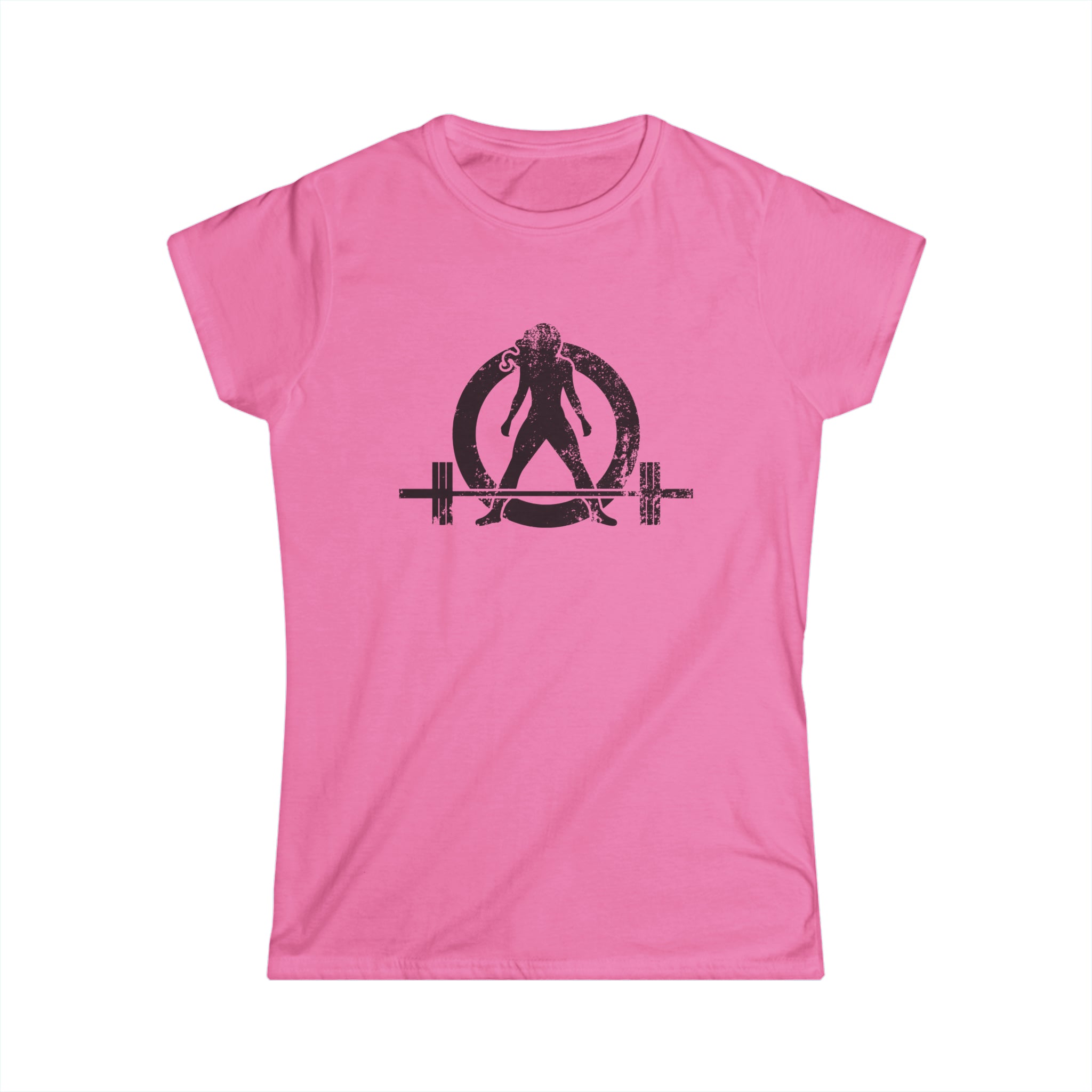 Women's Softstyle Tee - Distressed Black Logo - Plain Back