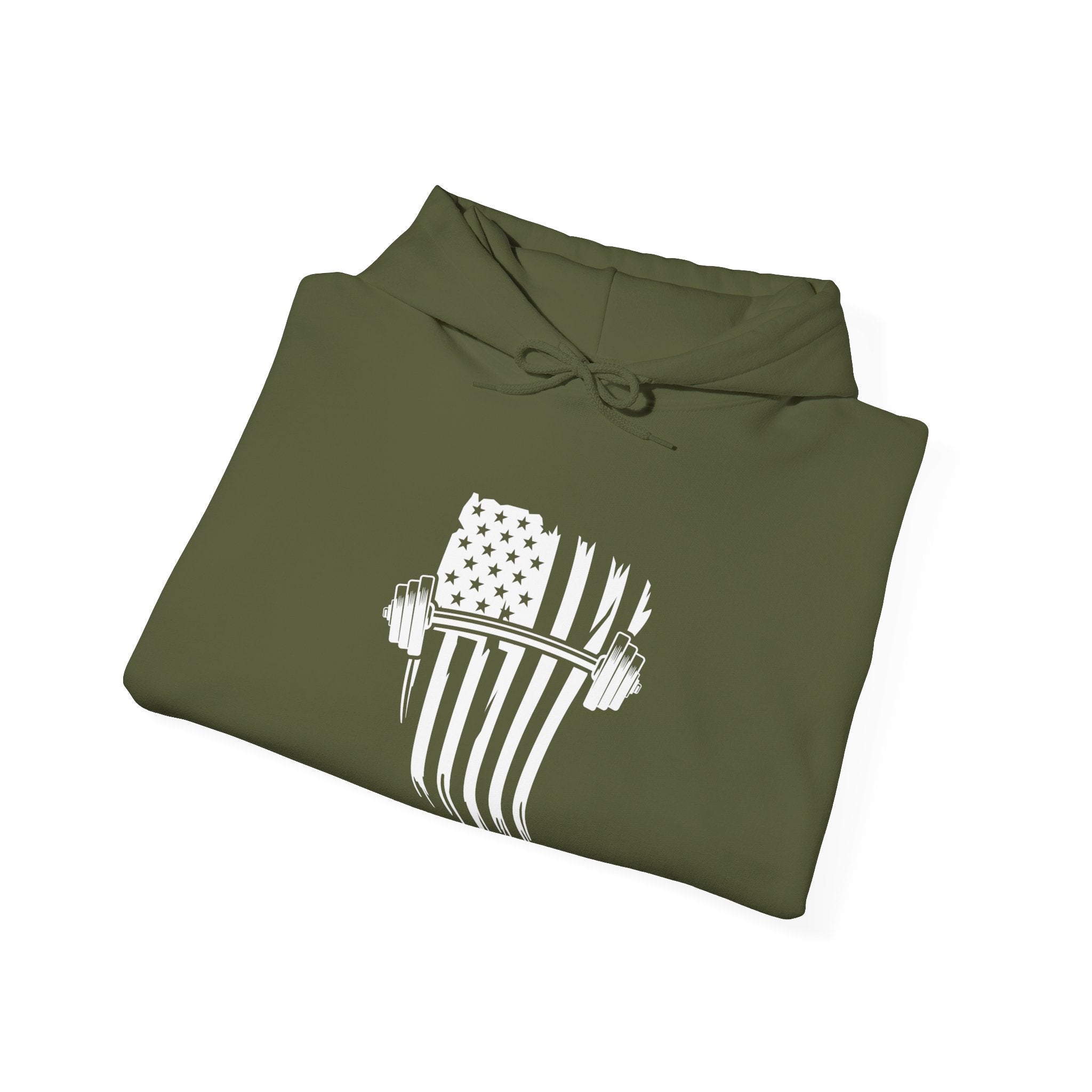 USA Barbell - Unisex Heavy Blend Hooded Sweatshirt  - Front White Logo