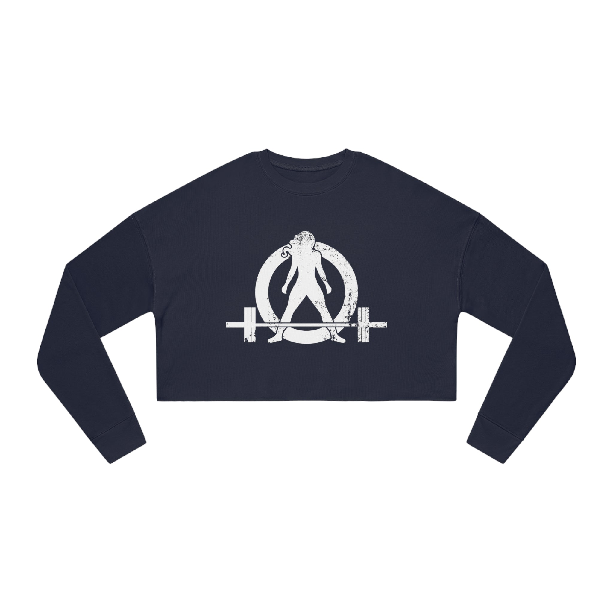 Women's Cropped Sweatshirt - Distressed White Logo