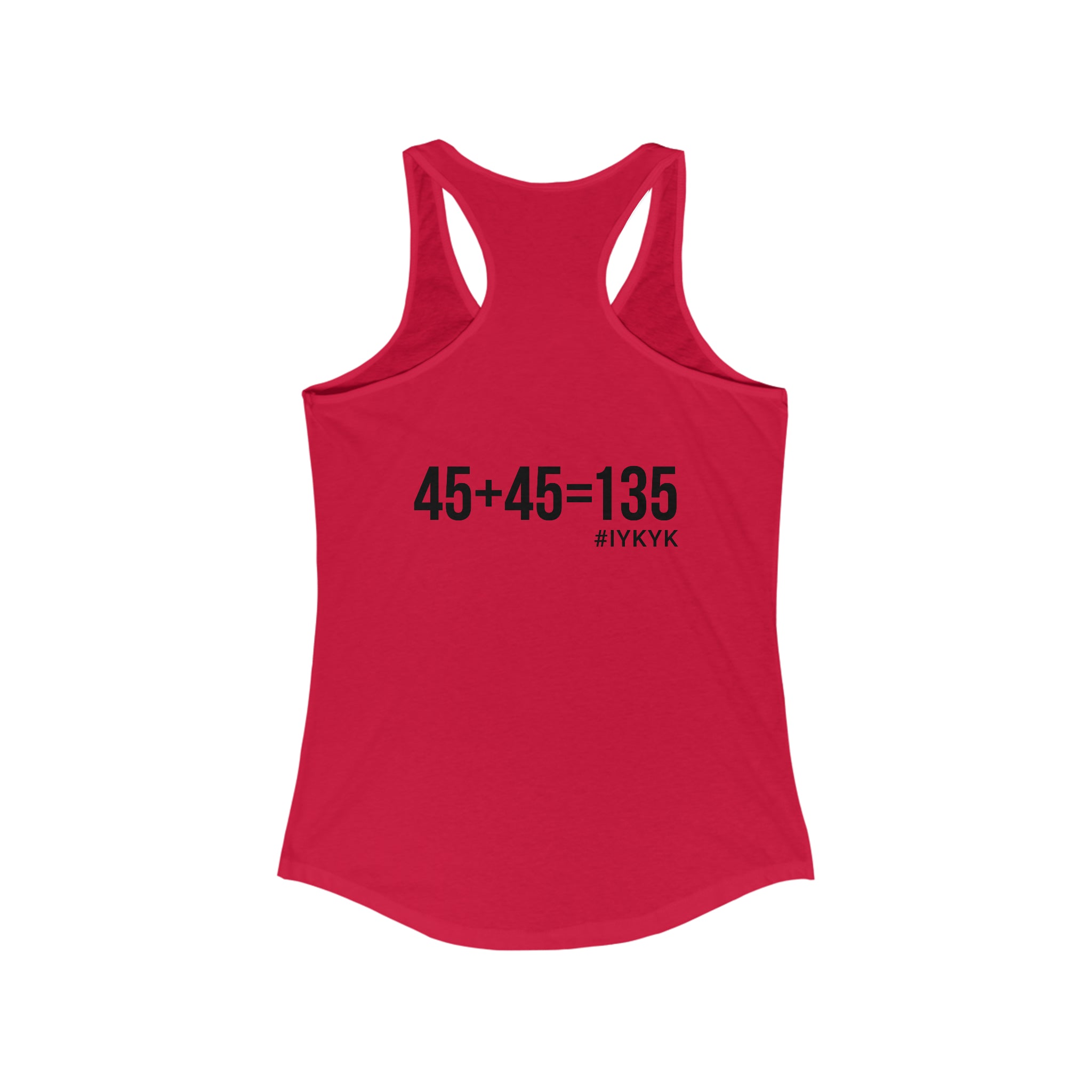 45 + 45 = 135 - Women's Ideal Racerback Tank - Black Print Front & Back