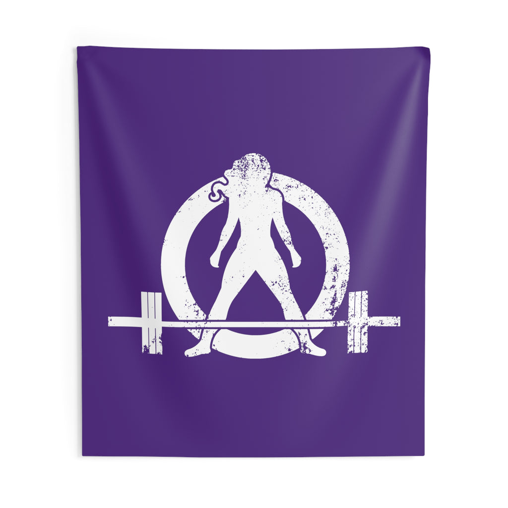 Indoor Wall Tapestries - Purple - White Distressed Logo