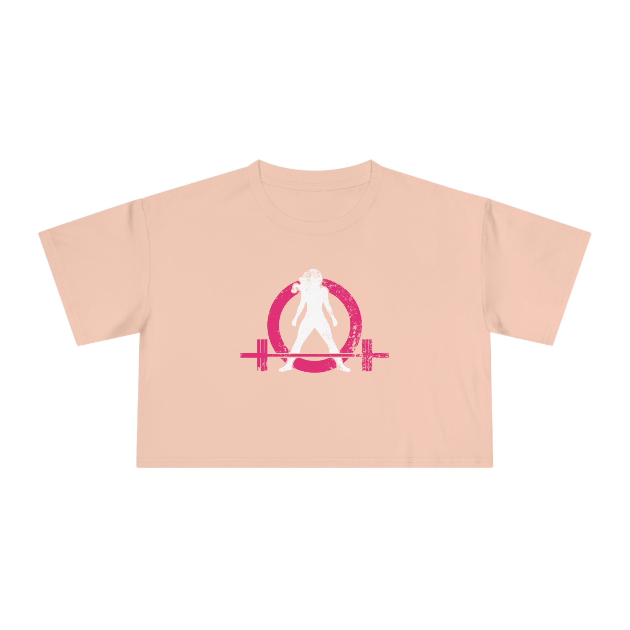 Distressed Collection - Women's Crop Tee - Pale Pink - Front Color Distressed Logo