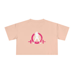 Distressed Collection - Women's Crop Tee - Pale Pink - Front Color Distressed Logo