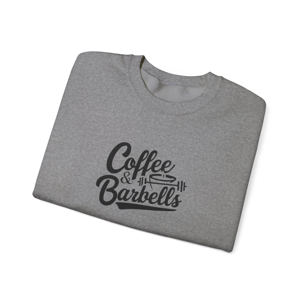 Coffee & Barbells - Unisex Heavy Blend™ Crewneck Sweatshirt - Black Logo on Front