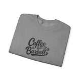 Coffee & Barbells - Unisex Heavy Blend™ Crewneck Sweatshirt - Black Logo on Front