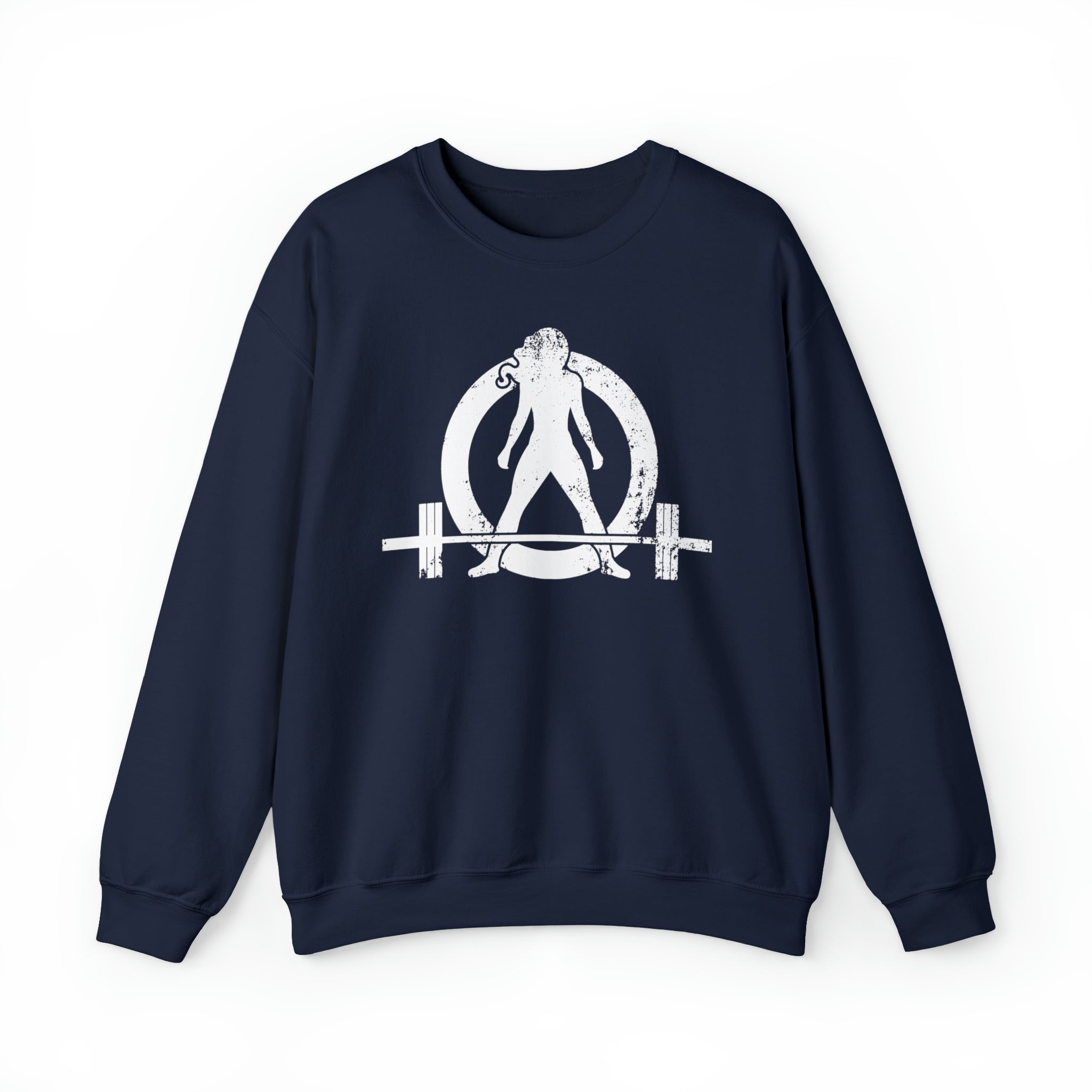 Unisex Heavy Blend™ Crewneck Sweatshirt - Distressed Logo - Plain Back
