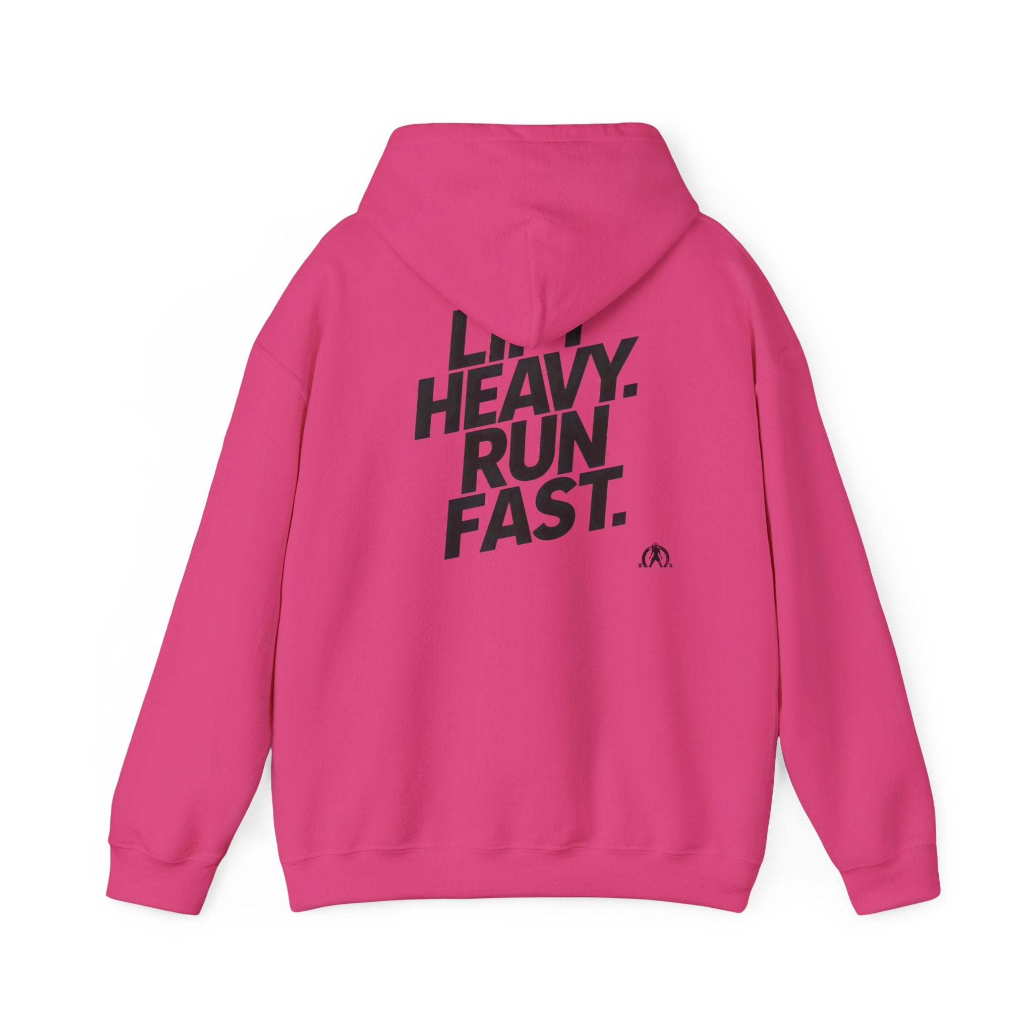 Lift Heavy Run Fast - Unisex Heavy Blend Hooded Sweatshirt  - Front & Back Black Logo