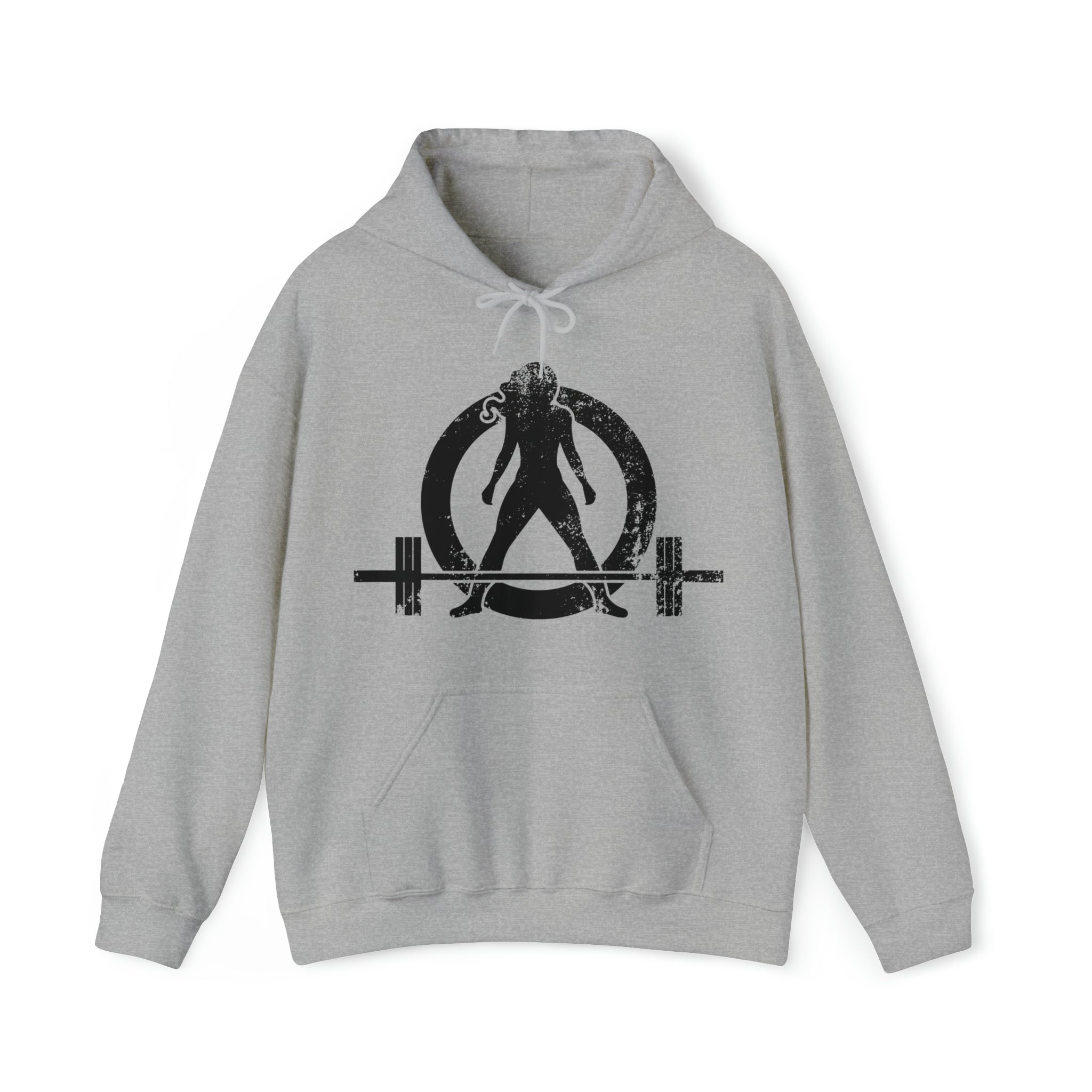 Distressed Black Logo - Plain Back - Unisex Heavy Blend Hooded Sweatshirt