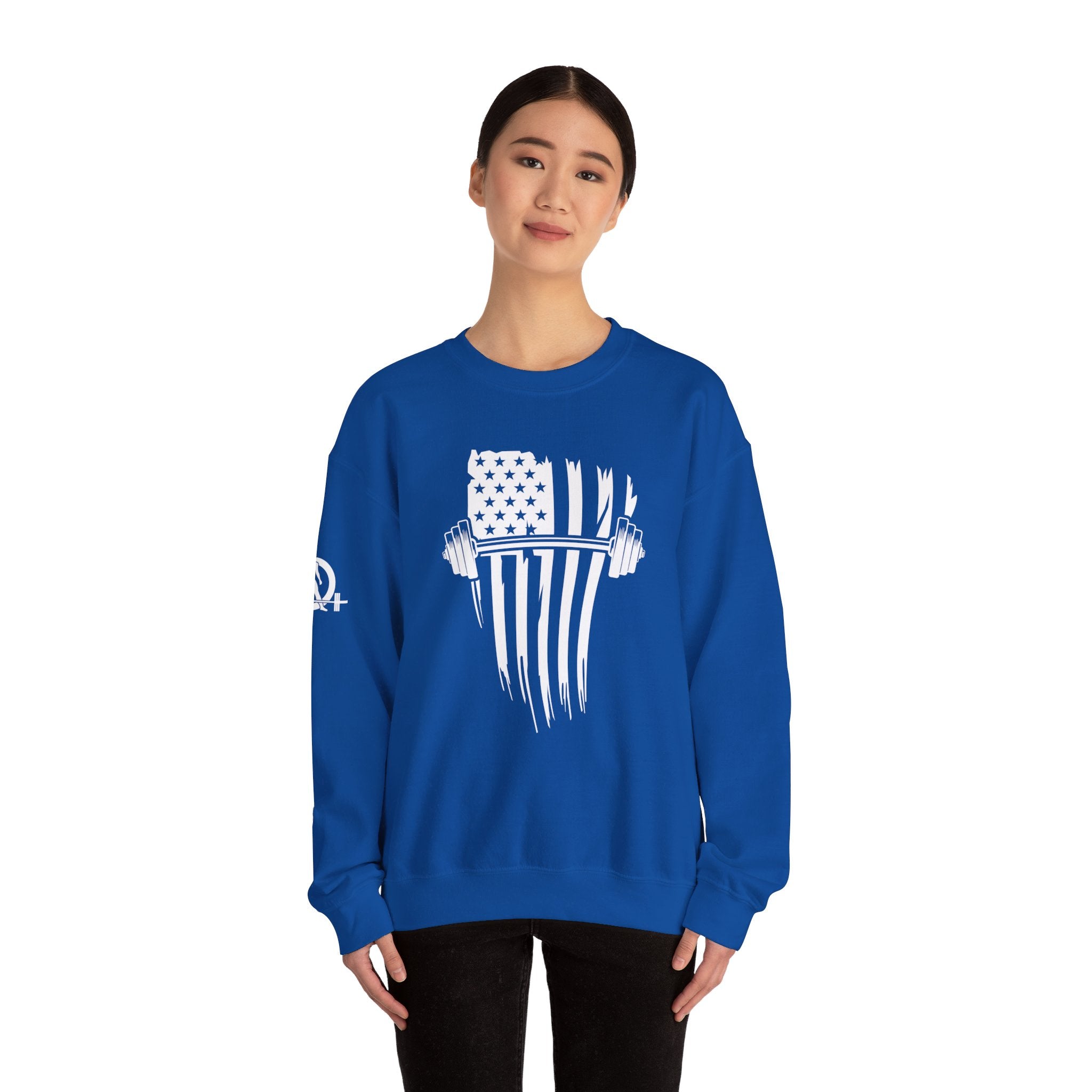 USA Barbell - Unisex Heavy Blend™ Crewneck Sweatshirt - White Logo