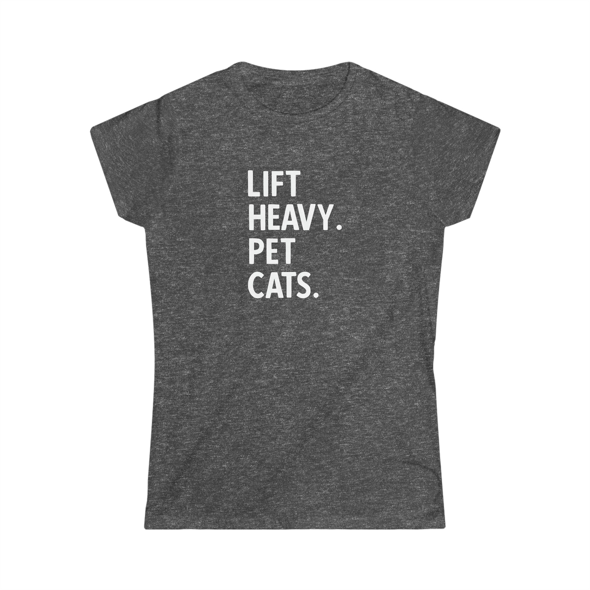 Lift Heavy Pet Cats - Women's Softstyle Tee - White Logo