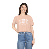 Lift Like A Girl - Women's Crop Tee - Pale Pink - Front White Logo