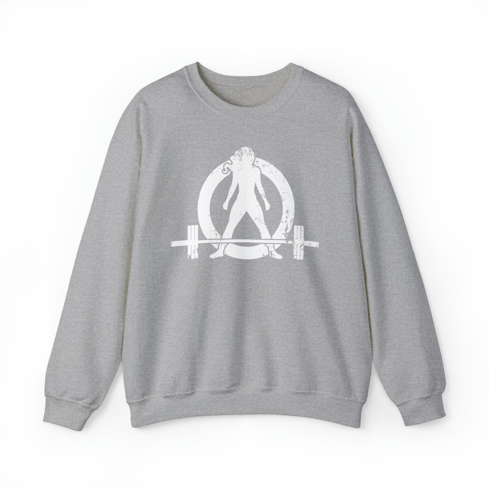 Unisex Heavy Blend™ Crewneck Sweatshirt - Distressed Logo - Plain Back