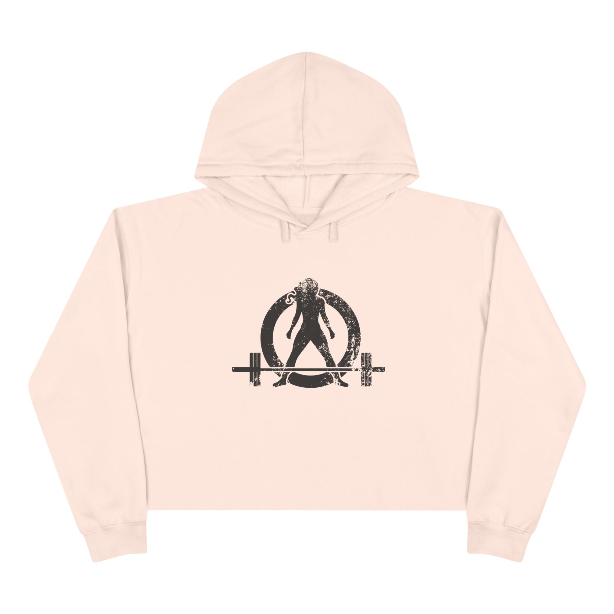 Empowered Crop Hoodie – For Strong Women Who Lift - Black Distressed Logo