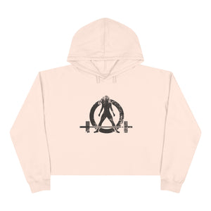 Empowered Crop Hoodie – For Strong Women Who Lift - Black Distressed Logo
