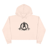Empowered Crop Hoodie – For Strong Women Who Lift - Black Distressed Logo