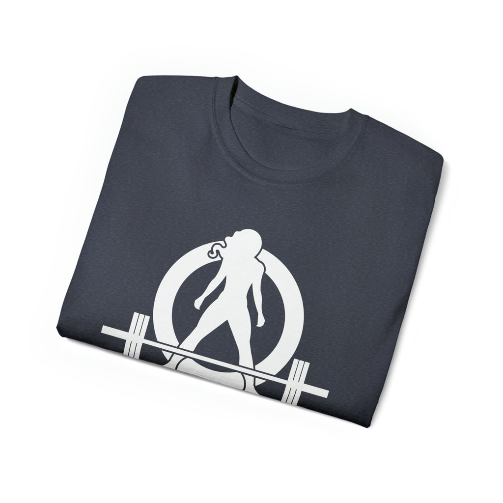 Unisex Ultra Cotton Tee - Classic White Logo - Plain Back