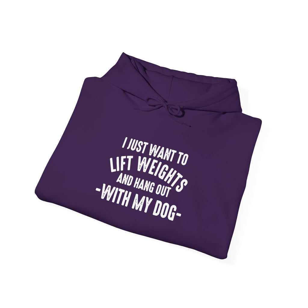 Lift Weights & Hang Out With My Dog  - White Logo  - Unisex Heavy Blend Hooded Sweatshirt