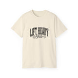 Lift Heavy Shit - Unisex Ultra Cotton Tee - Front Black Logo - Plain Back