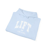 Lift Like.A Girl - Unisex Heavy Blend Hooded Sweatshirt - White Logo on Front & Right Sleeve