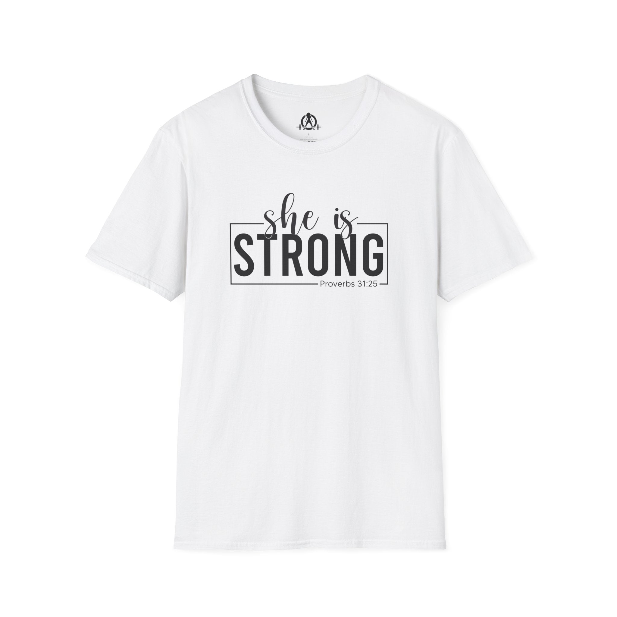 She Is STRONG - Unisex Softstyle T-Shirt - Front Black Print