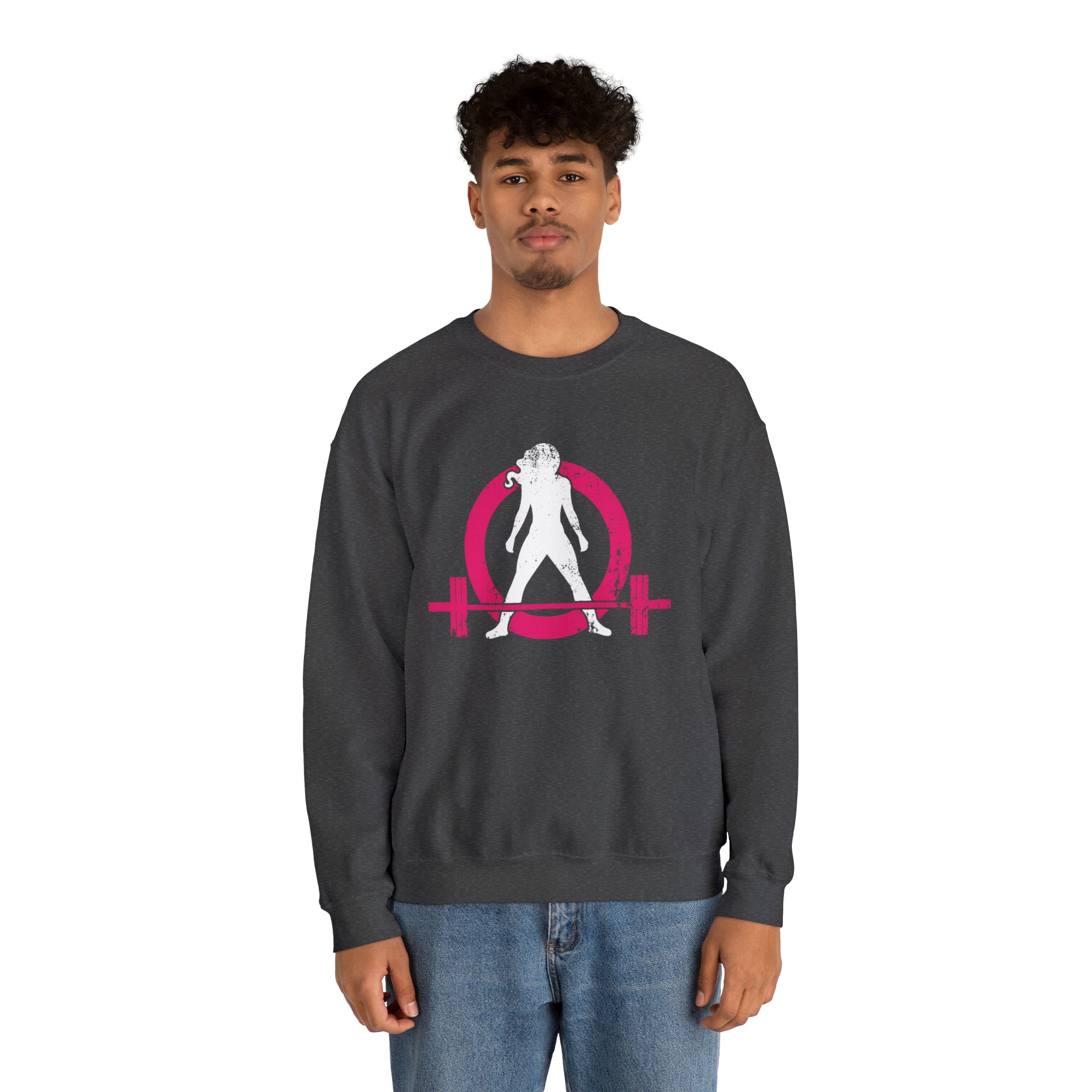Distressed Logo - Unisex Heavy Blend™ Crewneck Sweatshirt - Inverted Color Logo
