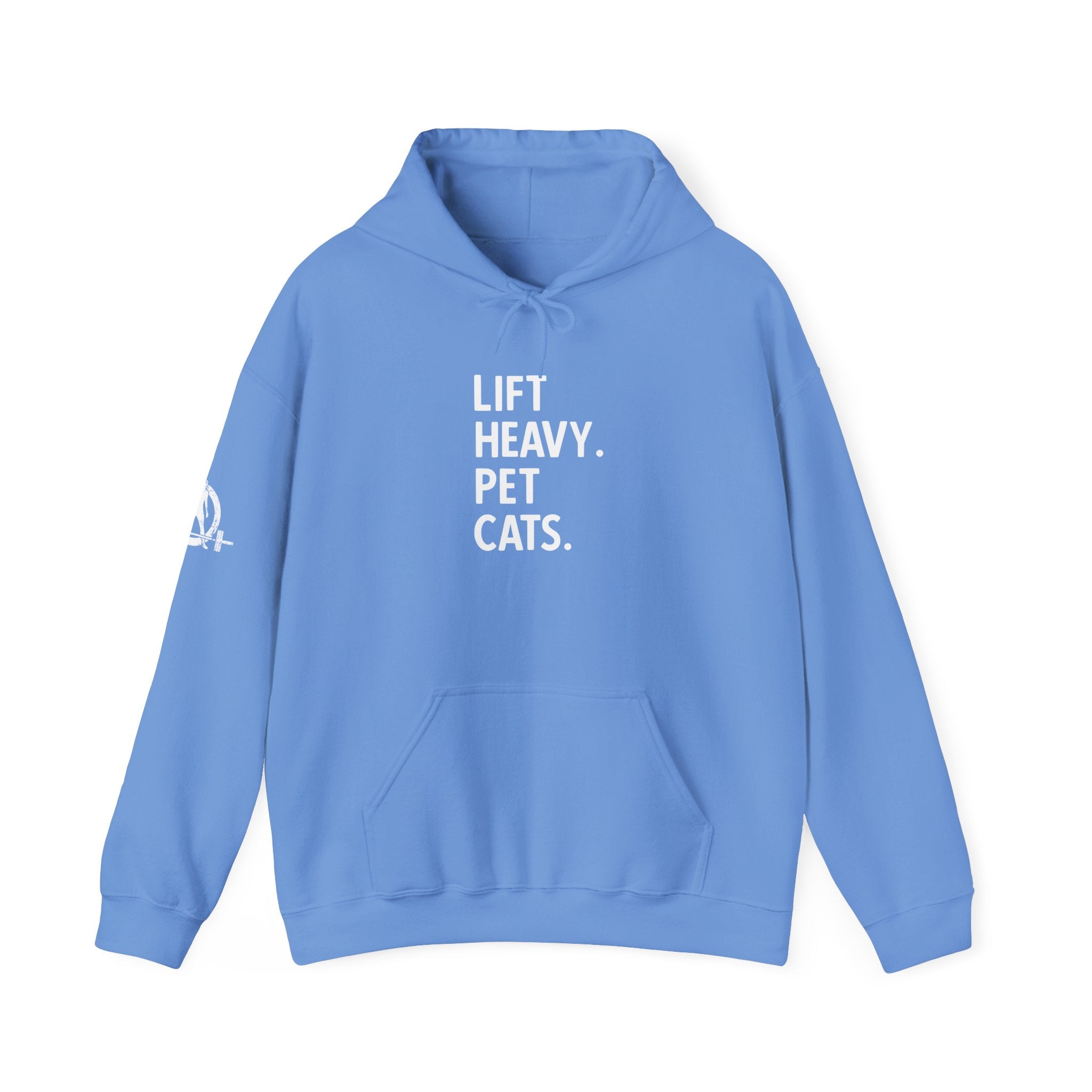 Lift Heavy Pet Cats - Unisex Heavy Blend Hooded Sweatshirt - White Logo