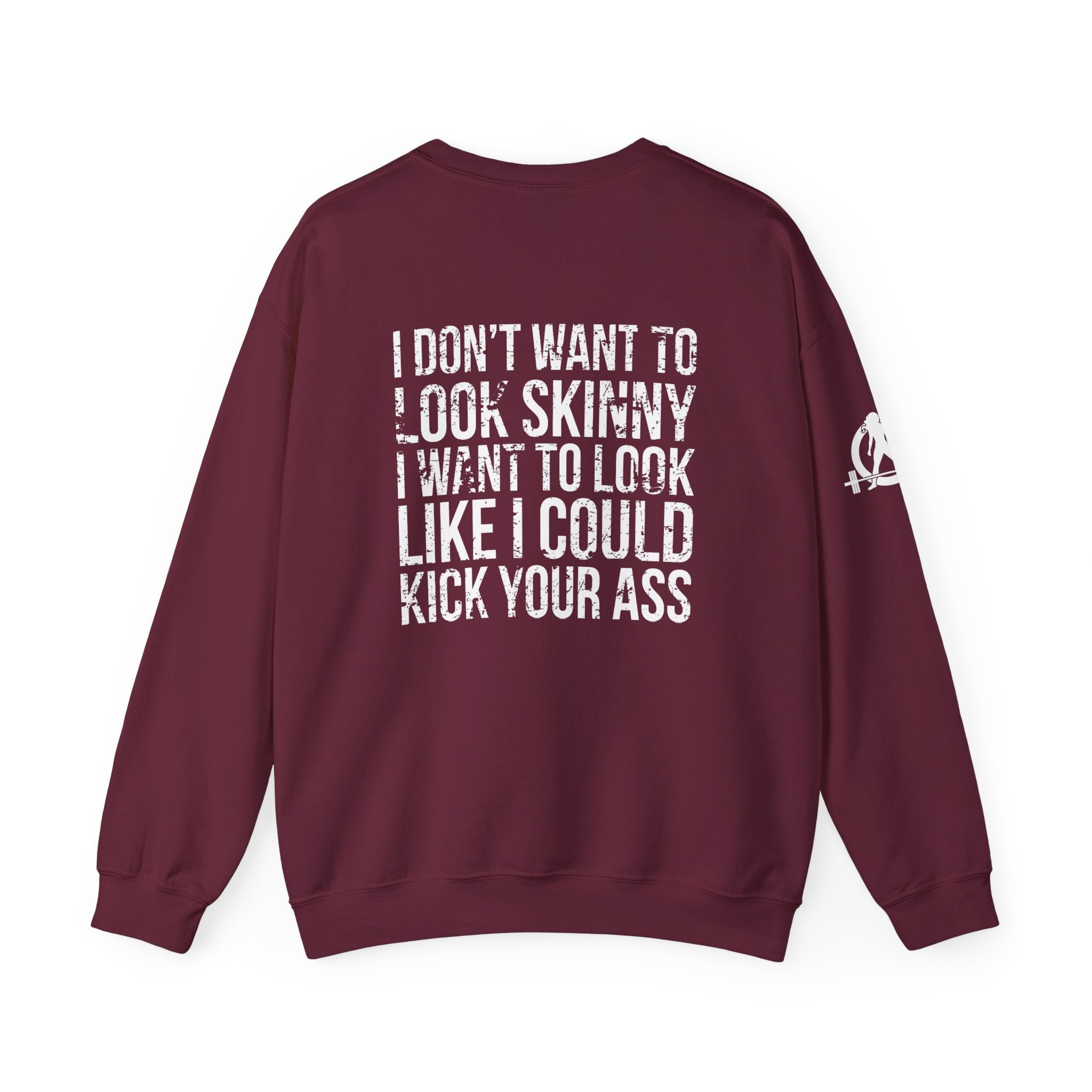 Kick Your Ass - Unisex Heavy Blend™ Crewneck Sweatshirt - Distressed Logo - Plain Back