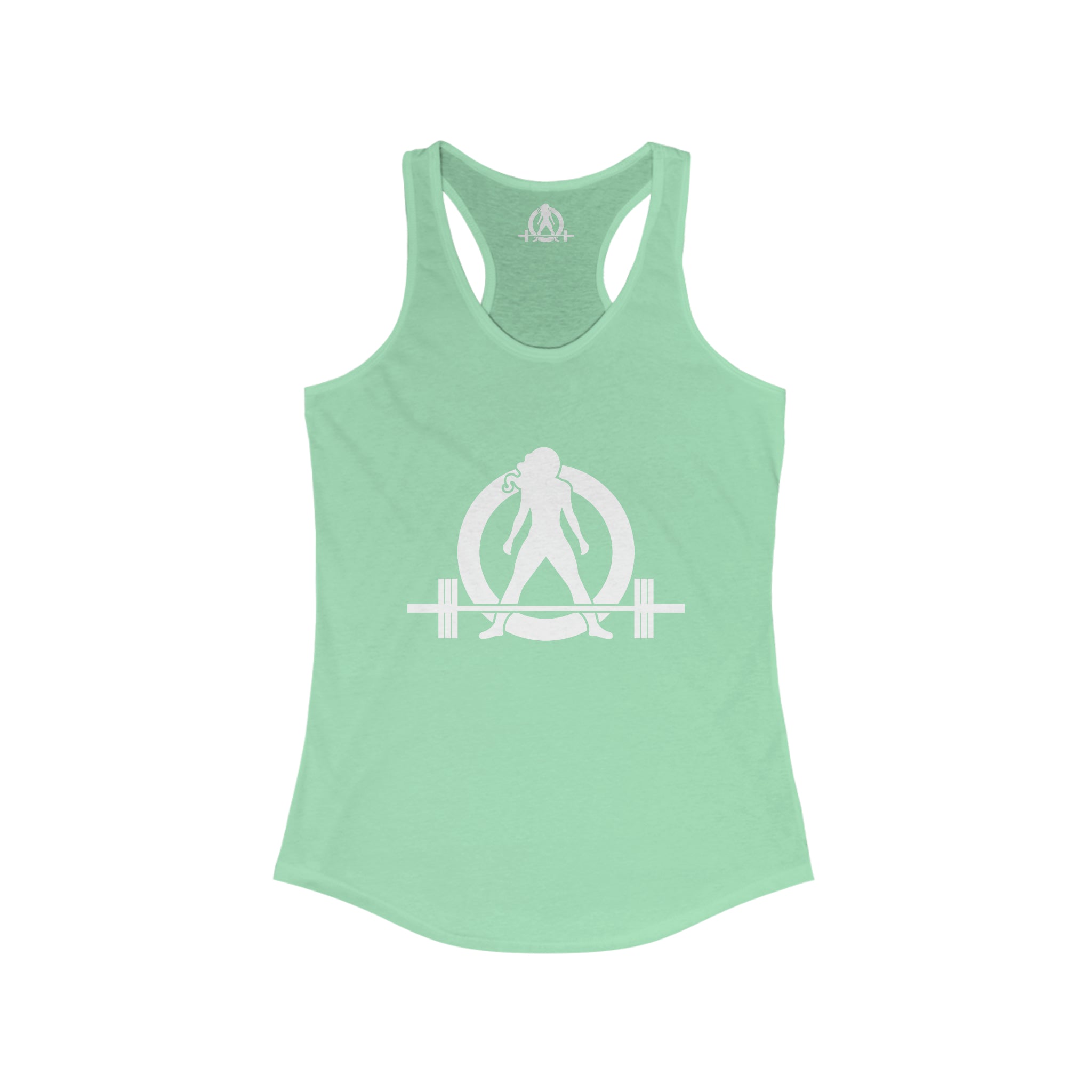 Iron Sharpens Iron - Women's Ideal Racerback Tank - White Font - Print on Front & Back