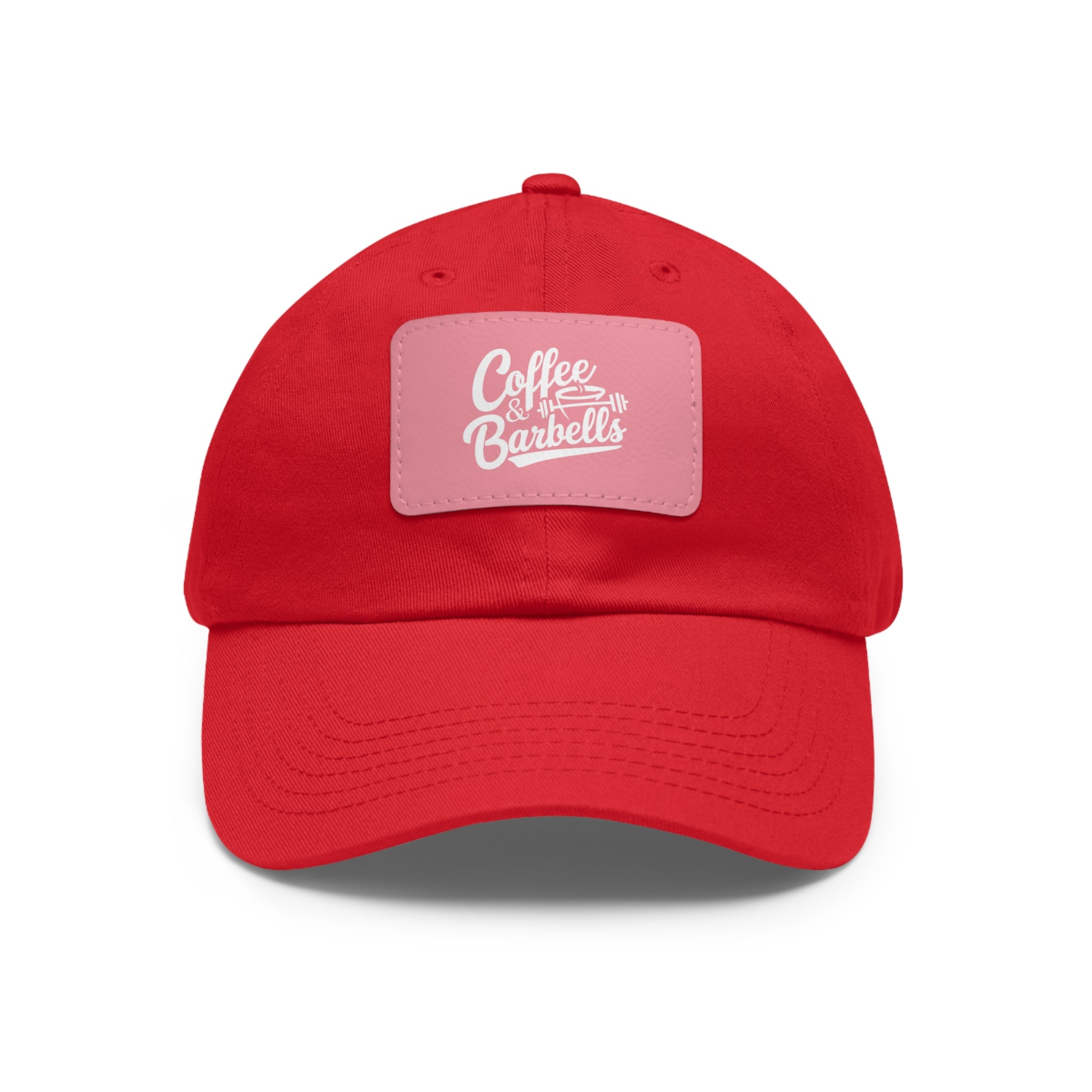 Coffee & Barbells - Dad Hat with Leather Patch (Rectangle) - White Font
