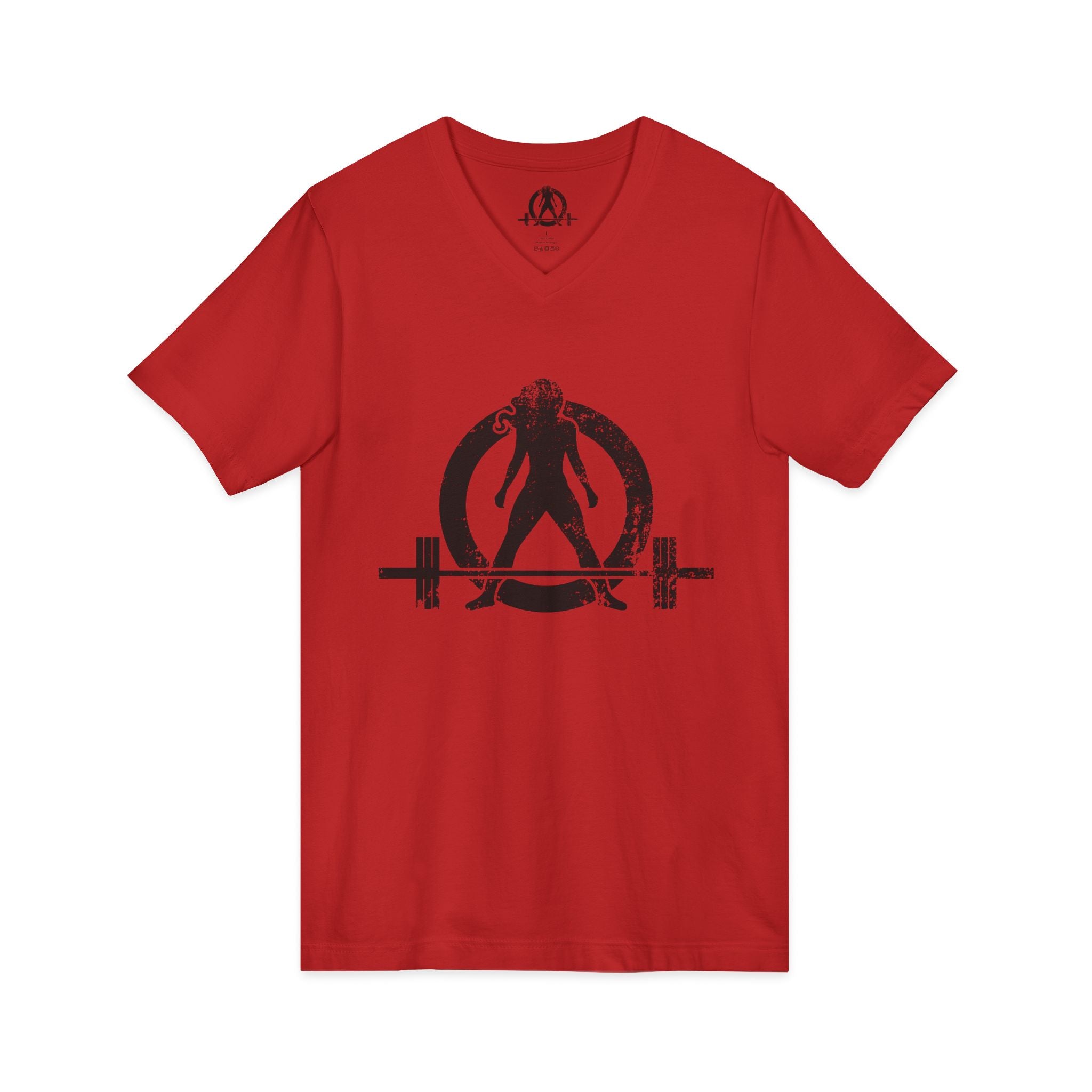 Strong Is Beautiful - Distressed Black Logo - Unisex Jersey Short Sleeve V-Neck Tee