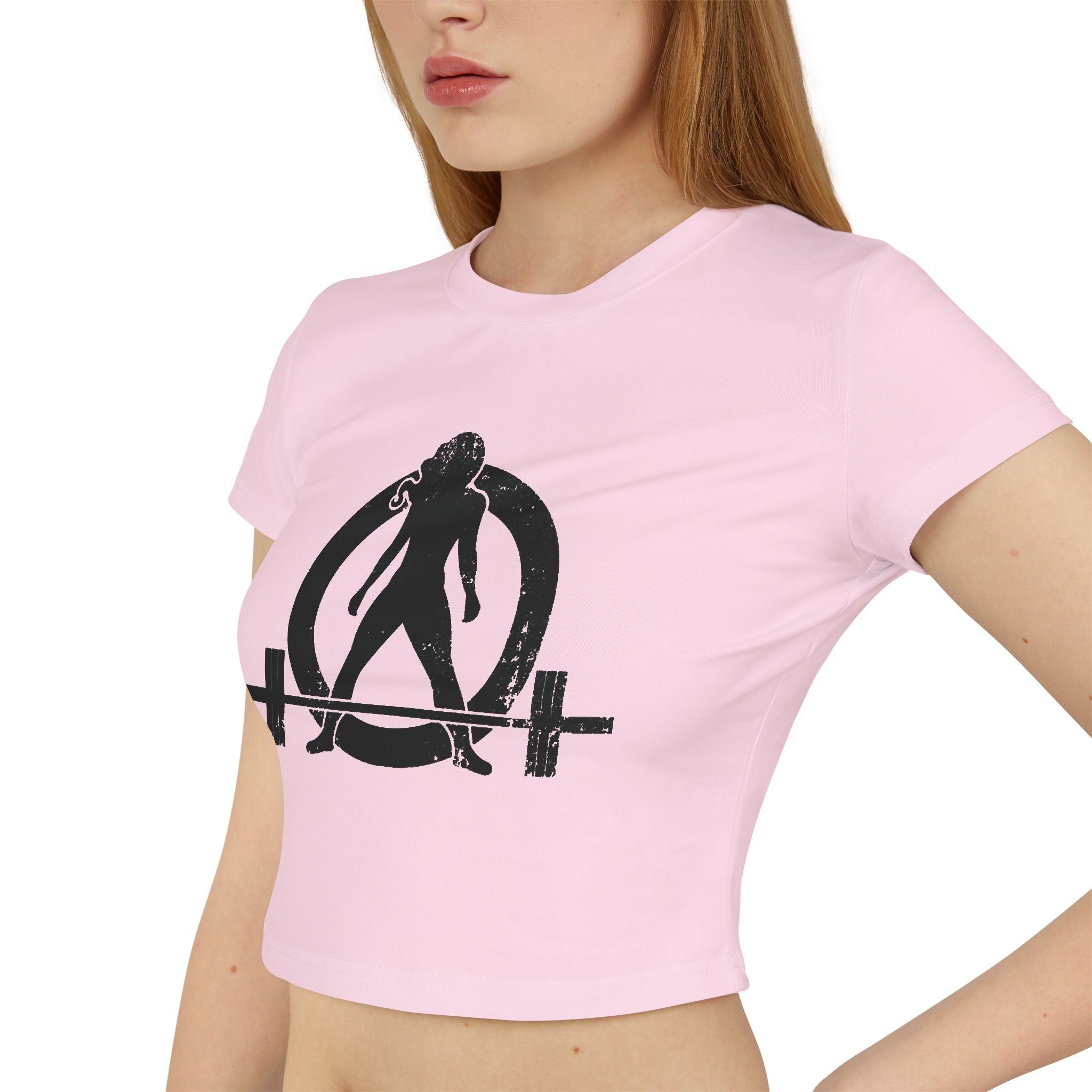 Women's Baby Tee - Black Distressed Logo