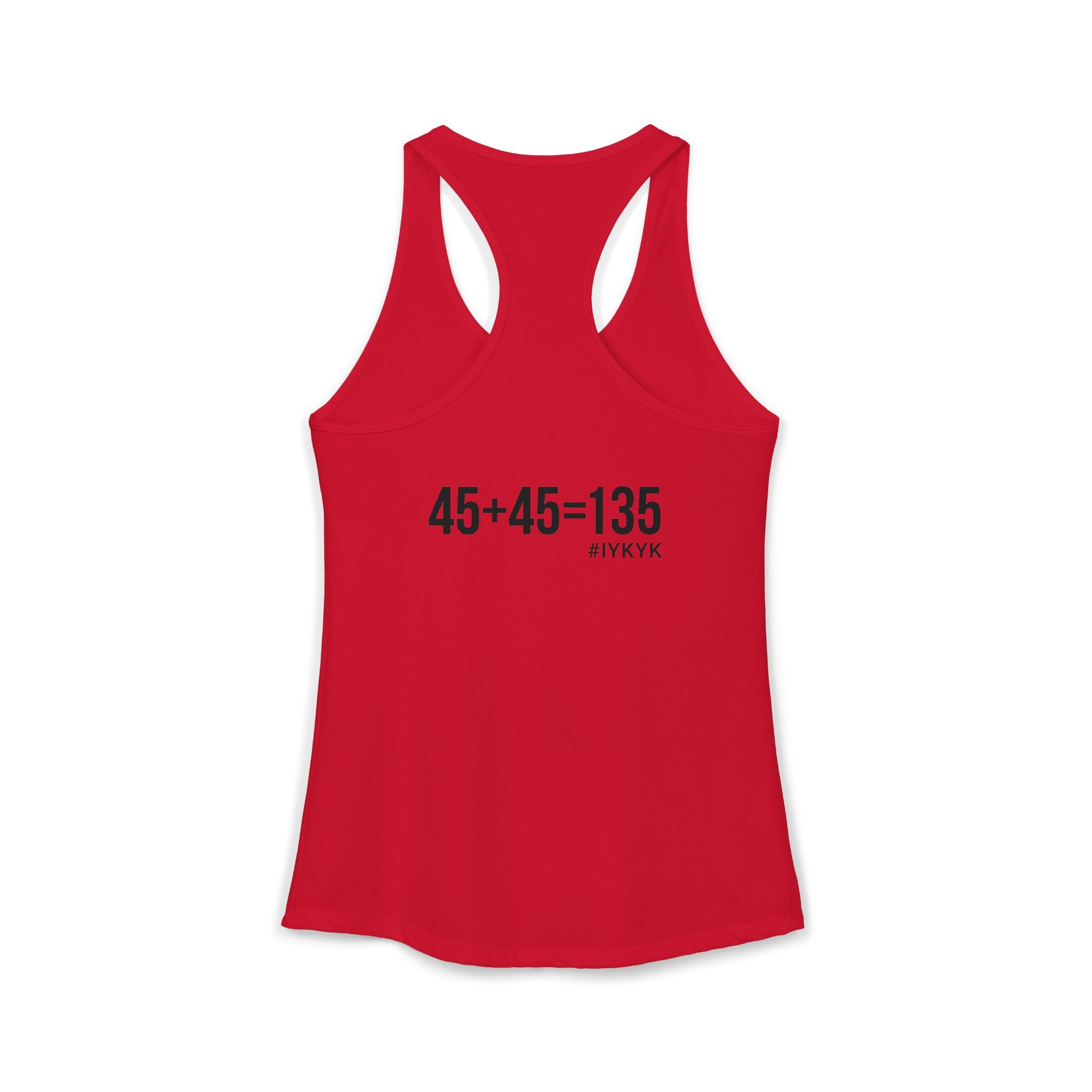 45 + 45 = 135 - Women's Ideal Racerback Tank - Black Print Front & Back