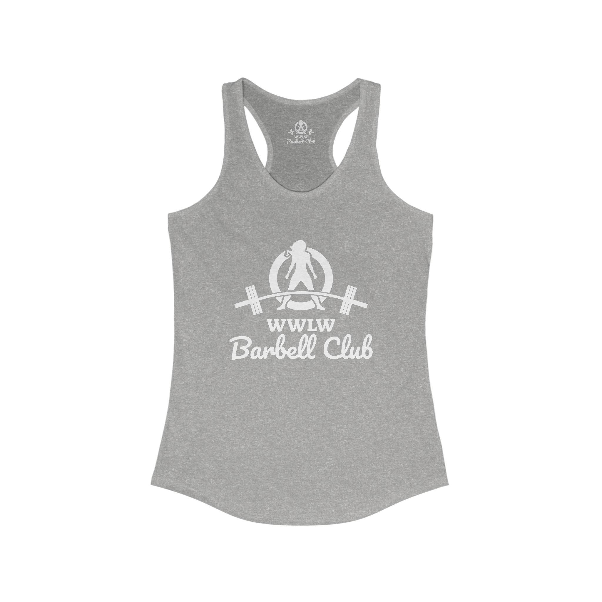 WWLW Barbell Club - Women's Ideal Racerback Tank - White Logo