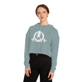 Women’s Cropped Hooded Sweatshirt - White Distressed Logo