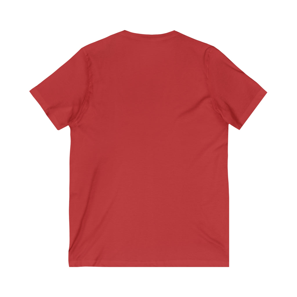 Lift Heavy Shit - Unisex Jersey Short Sleeve V-Neck Tee - Black Logo Plain Back