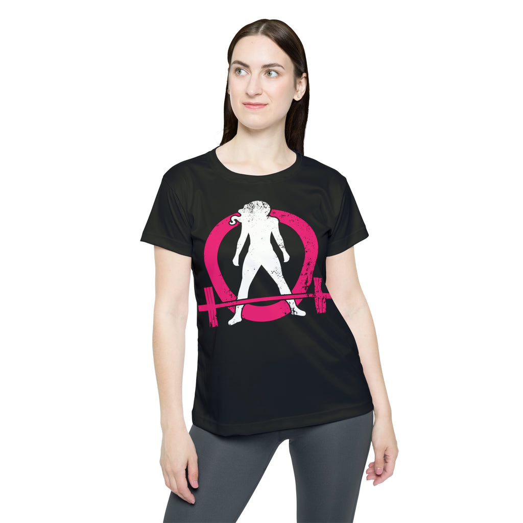 Women's Sports Jersey (AOP) - Black - Color Inverted Distressed Logo