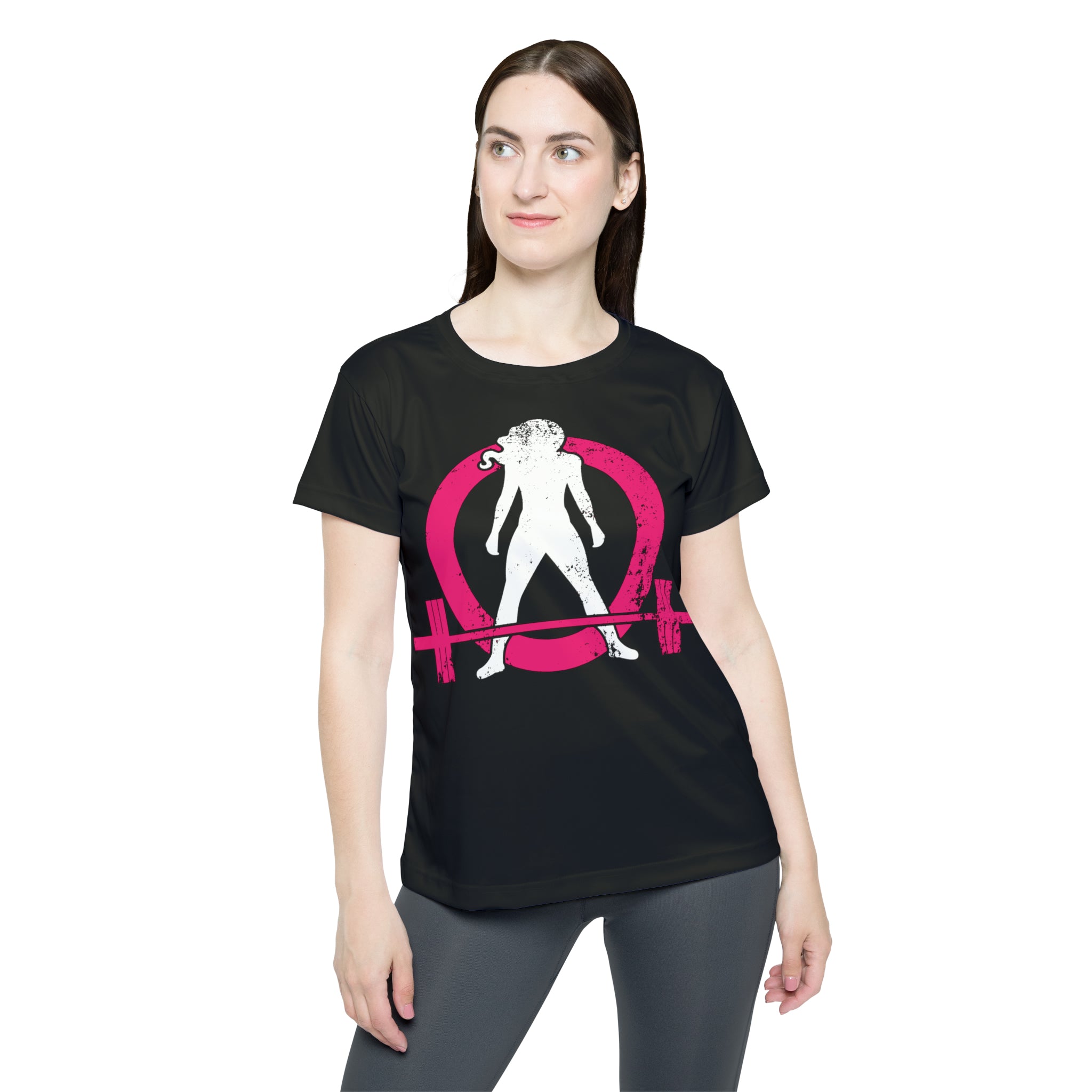 Women's Sports Jersey (AOP) - Black - Color Inverted Distressed Logo