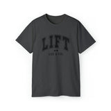 Lift Like A Girl - Unisex Ultra Cotton Tee - Front Black Logo - Plain Back