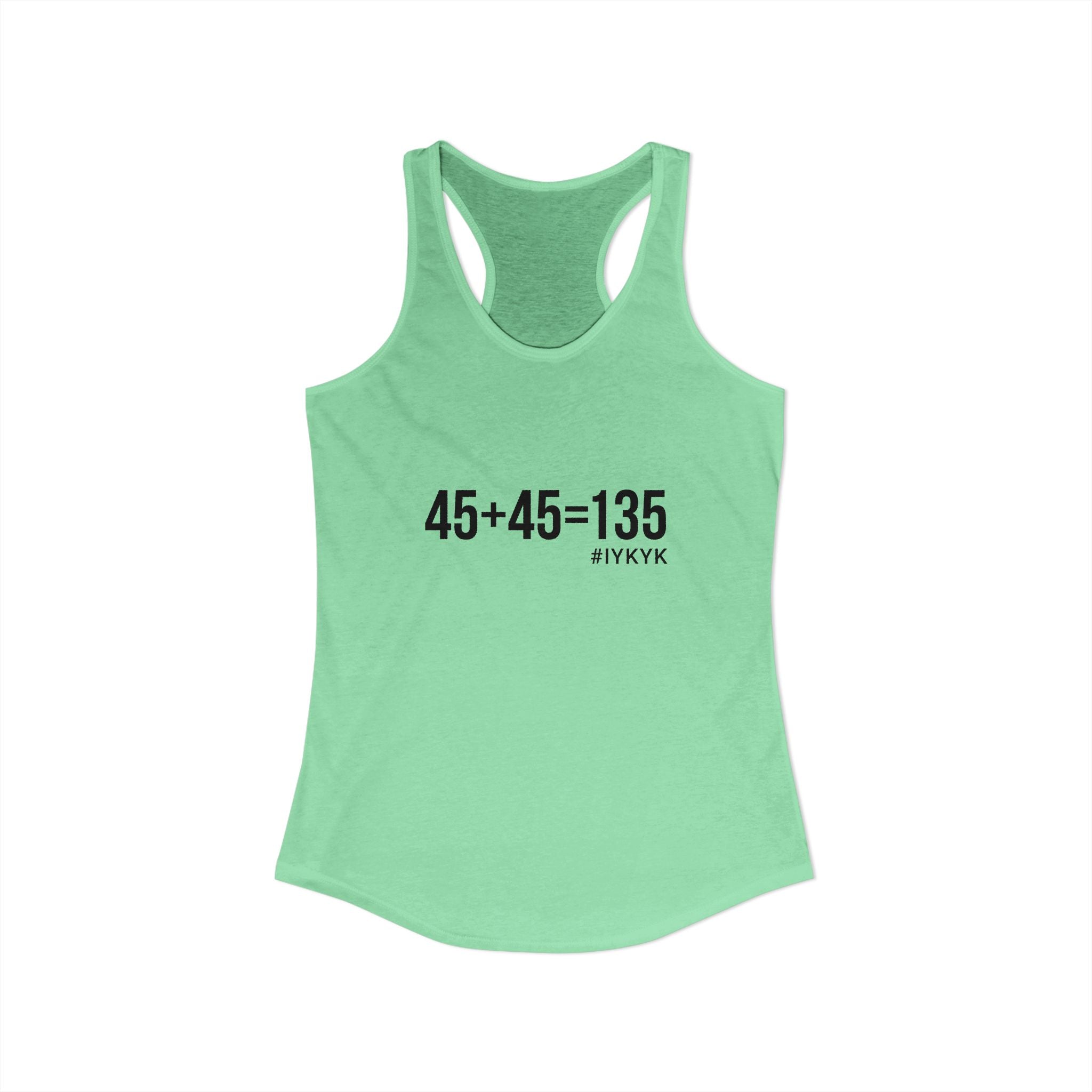 45 + 45 = 135 - Women's Ideal Racerback Tank - Black Print Front & Back