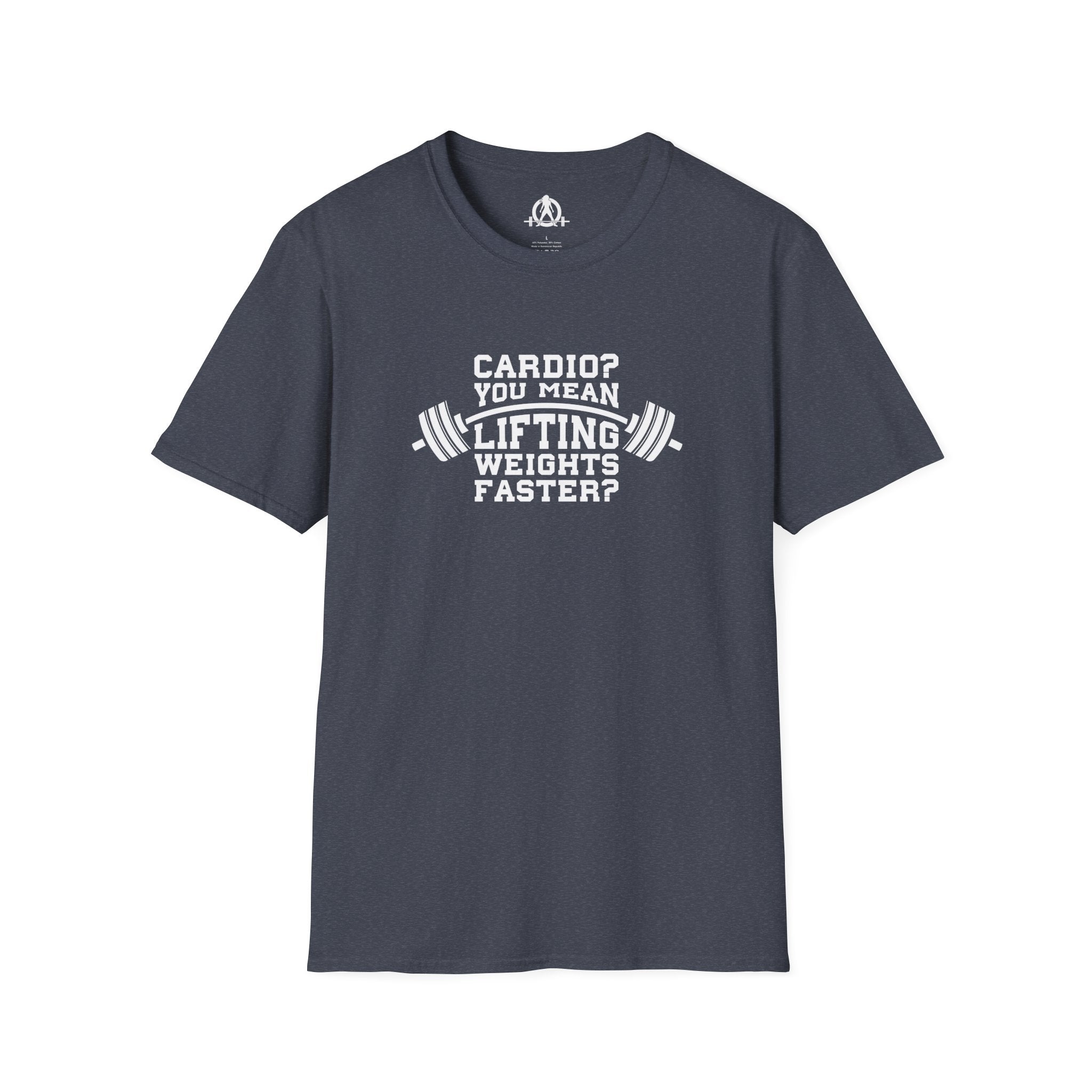 Cardio = Lift Weights Faster - Unisex Softstyle T-Shirt - Logo Front